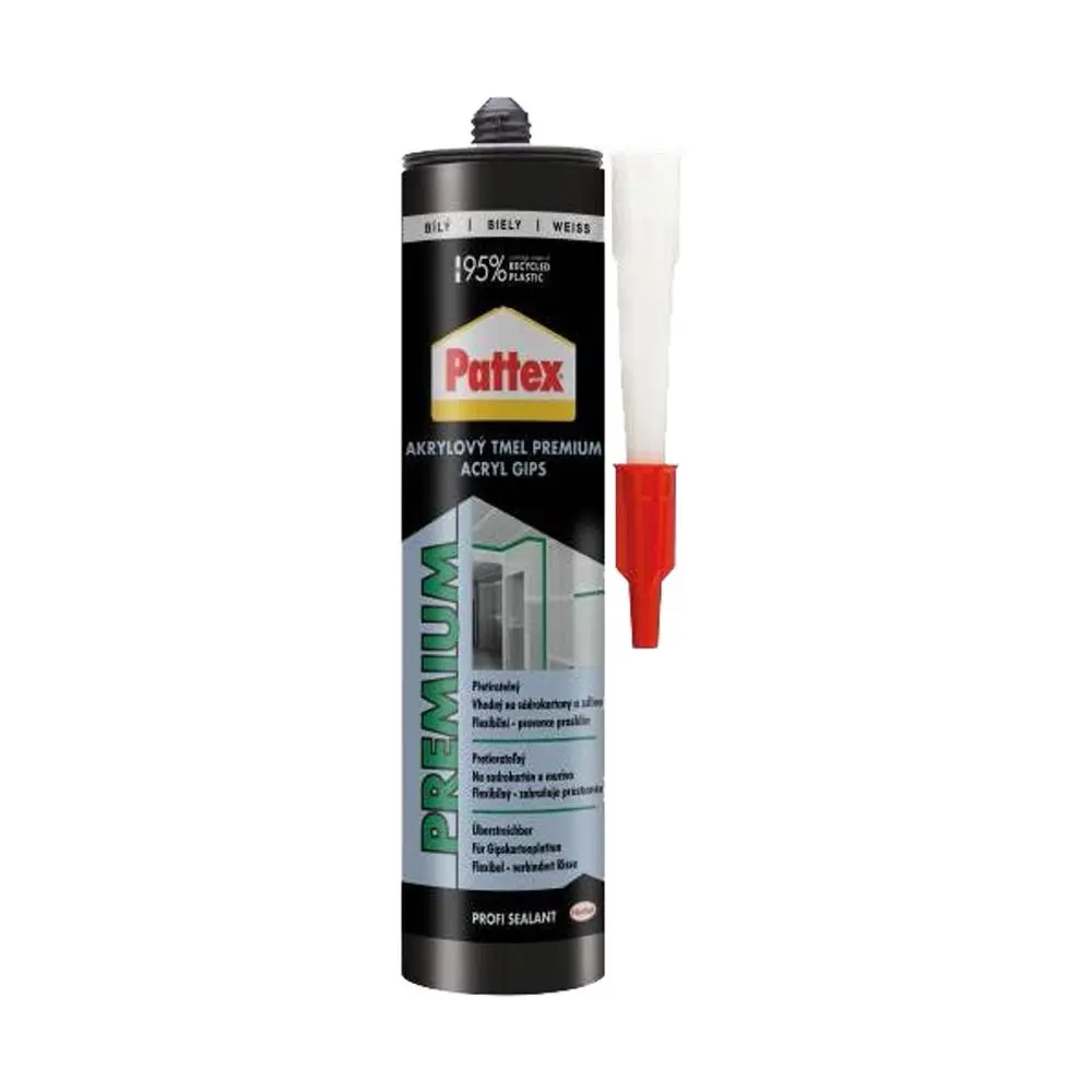 PATTEX Prémium Akrylový tmel je elastický akrylátový tmel vhodný na sadrokartón