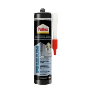 PATTEX Sanitárny silikón Premium je určený na vyplnenie dilatačných a spojovacích škár medzi keramickými obkladmi a dlažbou v rohoch alebo v styku stien