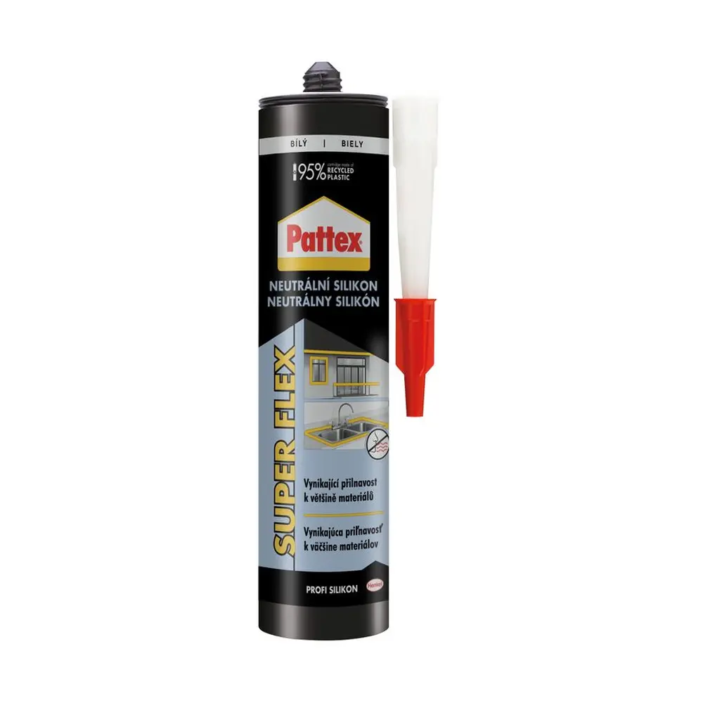 PATTEX Neutrálny silikón poskytuje dobrú priľnavosť k mnohým materiálom bez základného náteru.Zaručuje krátky čas schnutia