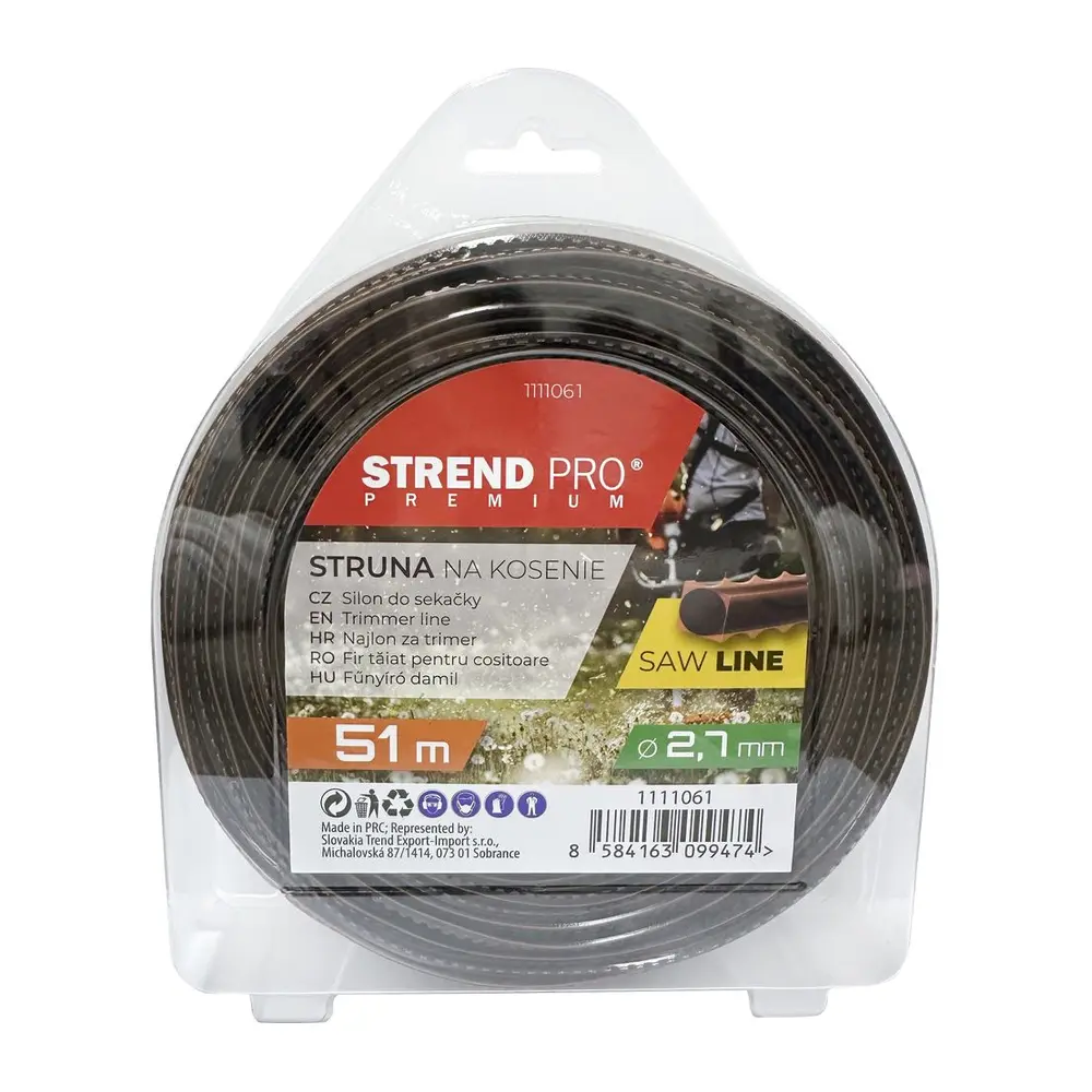 Zlepšte svoje kosenie so silonom Strend Pro Premium SawLine 3 mm. Tento zúbkovaný silon s dĺžkou 40 metrov je ideálny pre presné kosenie a dlhodobú trvanlivosť. S týmto produktom dosiahnete perfektné výsledky pri starostlivosti o vašu zeleň.
