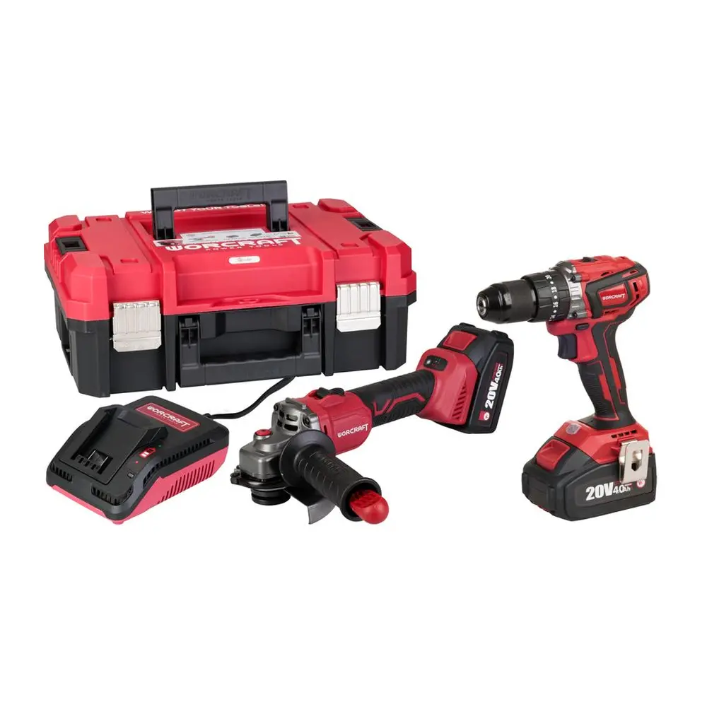 Set náradia Worcraft XCUBE001 – Bezuhlíkový skrutkovač a uhlová brúska