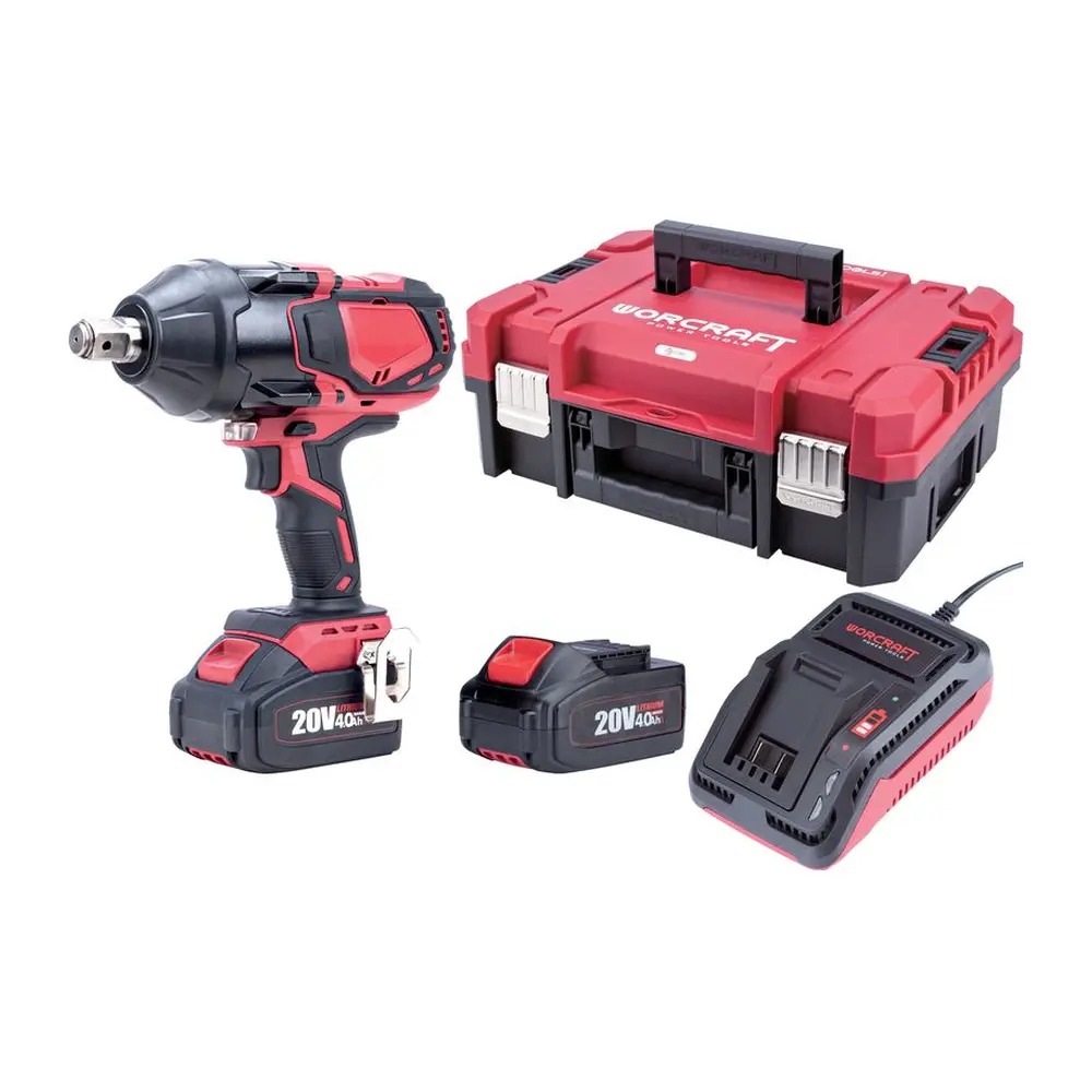 Set Worcraft XCUBE007 ShareSYS Toolbox – Bezuhlíkový rázový uťahovák s akumulátormi a nabíjačkou