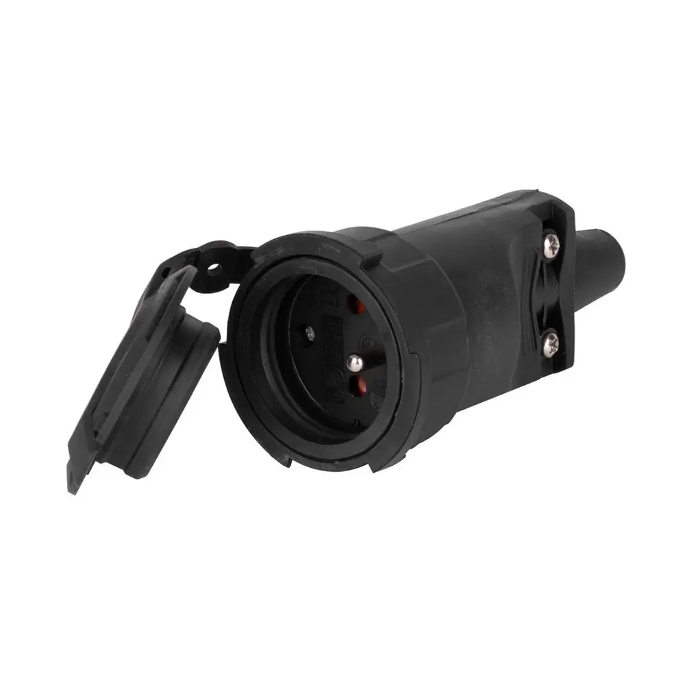Gumová zásuvka EMOS NFS-031 (250 V~/16 A max.) je vhodná pre pohyblivý predlžovací prívod. Zásuvka je určená na pripojenie elektrických zariadení kde je vyžadovaný vyšší stupeň krytia (aj v exteriéri). Vďaka IP65 krytiu je zásuvka odolná voči prachu a striekajúcej vode.