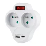 Zásuvka Strend Pro rozbočovacia rozdvojka je praktické riešenie pre každodenné používanie v domácnosti alebo kancelárii. Umožňuje pripojiť 2 elektrické zariadenia (2× 16 A) naraz a zároveň ponúka 2 USB výstupy (USB-A a USB-C) na nabíjanie telefónov