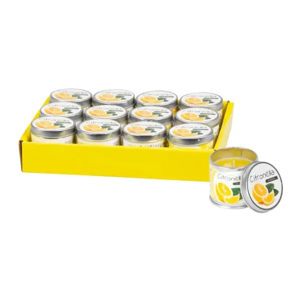 <p>Sviečka Citronella v plechovke prevonia Váš domov sviežou citrusovou vôňou. Doba horenia : 8 hodín. Rozmery : 55x55 mm.</p>