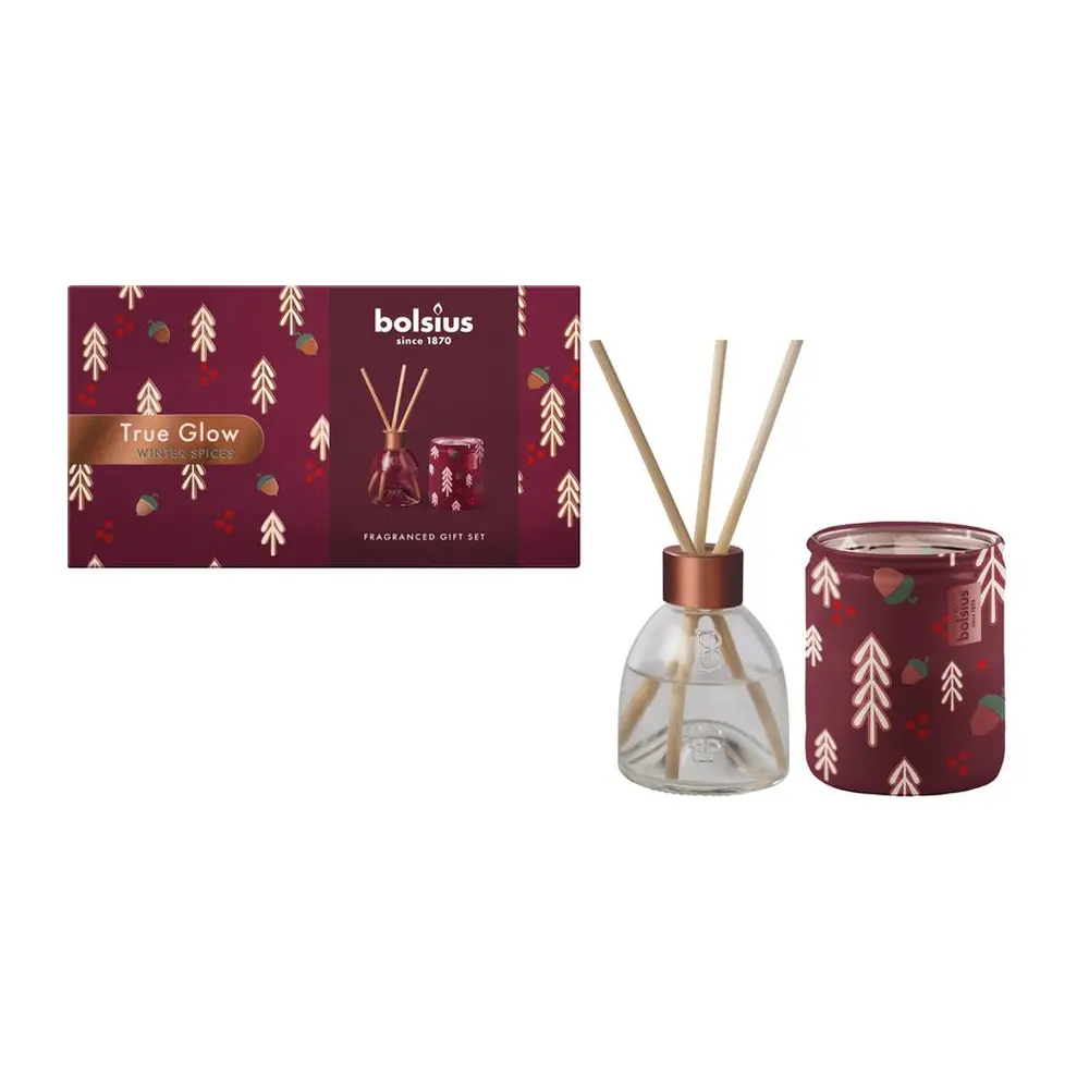 Darčeková súprava True Glow Winter Spices – difuzér a sviečka v skle