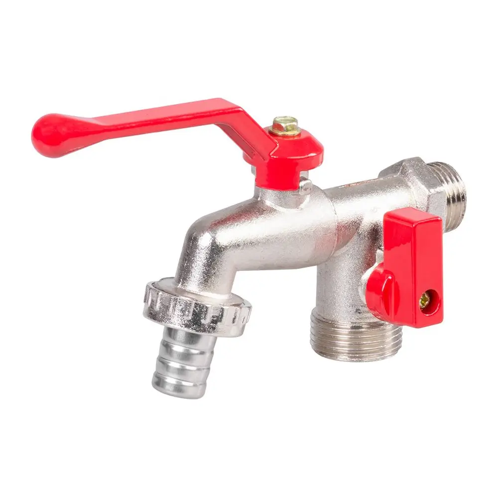 Pákový záhradný ventil Strend Pro s rozmerom na výstupe na hadicu 1/2" a 3/4" vstupom a 3/4" výstupom so samotným uzáverom. Tento ventil je veľmi praktický