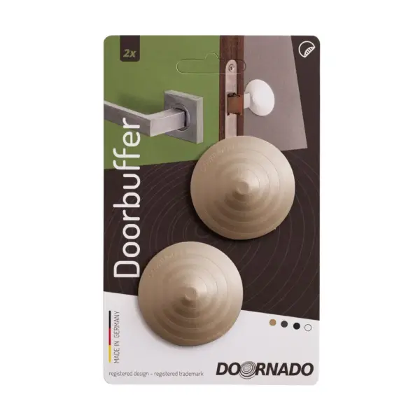 <p>Praktická zarážka na kľučku <strong>Doornado</strong> <strong>Doorbuffer</strong> poskytuje ochranu pred neželaným nárazom do steny. Už viac žiadne poškriabané steny od kľučky ! </p>