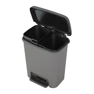 Recyklačný odpadkový kôš Compatta šedý na vrecia na odpad 11+11 litrov. Viacúčelové použitie doma alebo v kancelárii. K jeho obľúbenosti prispievajú protišmykové nožičky a jednoduché čistenie vnútorných nádob. Vnútorné nádoby majú rukoväte na jednoduchú manipuláciu.