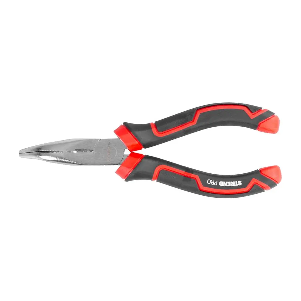 Kvalitné kliešte so zahnutým nosom Strend Pro Premium v prémiovej kvalite by nemali chýbať vo vašej dielni. Čepeľ je vyrobená z uhlíkovej ocele tvrdosti 55 a ergonomická rukoväť je potiahnutá TPR s protišmykovým drážkovaním. Celková dĺžka: 160 mm / 6"