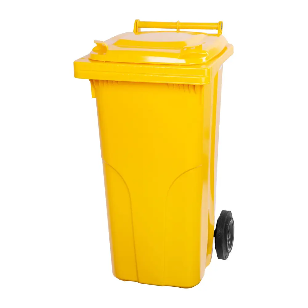 Nádoba Europlast s objemom 120 litrov je vyrobená z vysokokvalitného žltého HDPE plastu. Ideálna ako popolnica na triedený odpad