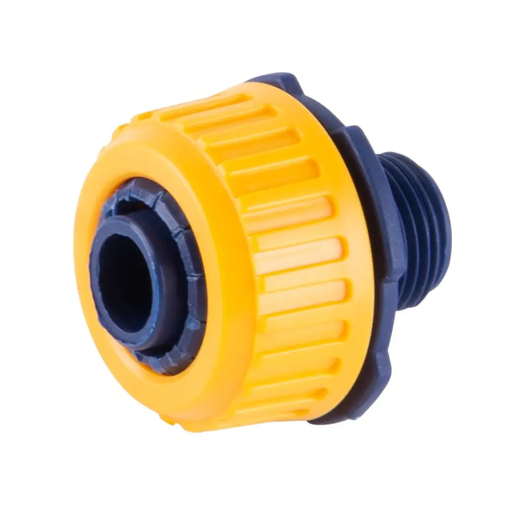 Spojka Strend Pro je ideálna pre prepojenie hadíc s vonkajším závitom veľkosti 1/2" až 3/4". Tento záhradný produkt je spoľahlivý