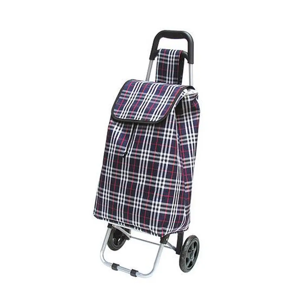 Nákupný vozík Gabor je skvelým pomocníkom pri nákupoch. Má ergonomickú rukoväť pre komfortnejšie prenášanie nákupov. Rám je vyrobený z ocele a nákupný vozík je vodeodolný. Farba: károvaná. Maximálna nosnosť: 25 kg. Rozmery: 35x30x94 cm.