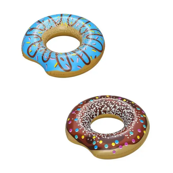 <p>Nafukovací kruh v tvare chutného donutu je ideálny na odpočinok pri bazéne alebo na pláži. Nafukovací donut je možné použiť ako kruh na kúpanie alebo ako nafukovačku. Jednoducho sa nafukuje