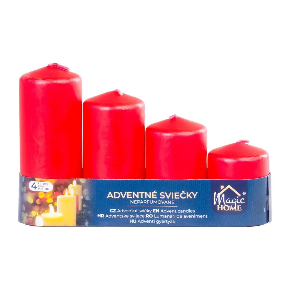 Adventné sviečky MagicHome skvele dotvoria čarovnú atmosféru Vianoc u Vás doma. Perfektne sa hodia na dotvorenie do advetných vencov či dekorácií. 4 rôzne výšky - 4