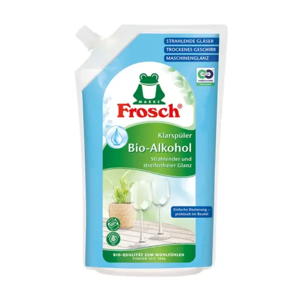 <p>Ekologické leštidlo Frosch s bio alkoholom dodá pohárom