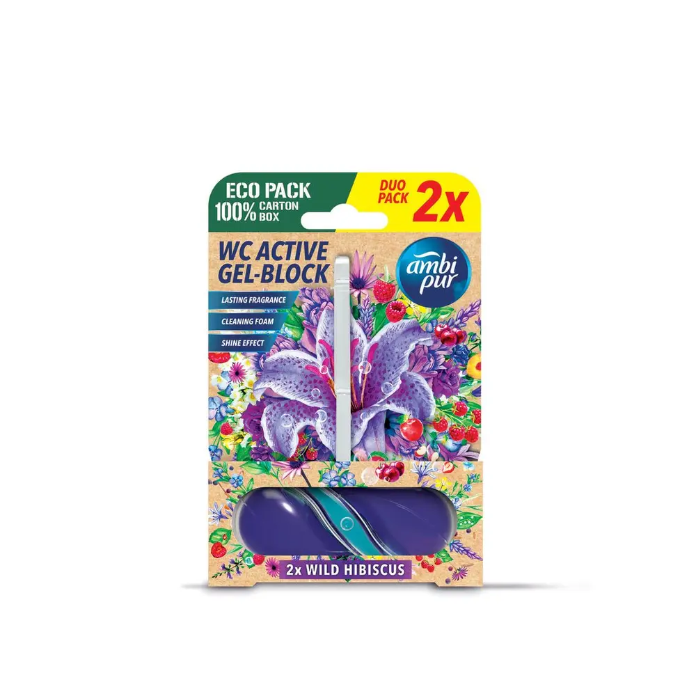Ambipur WC Active gélový blok Divoký ibištek 2x45 g
