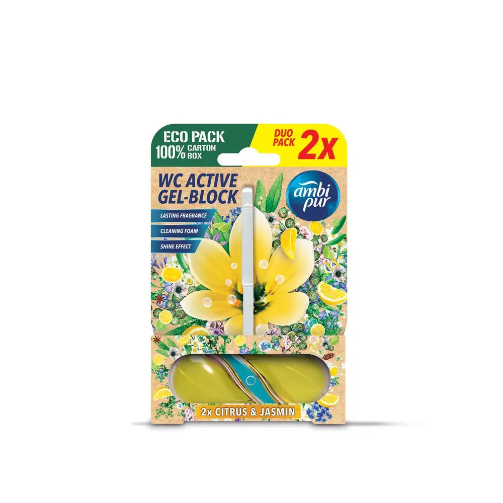 Ambipur WC Active gélový blok Citrón a jasmín 2x45 g