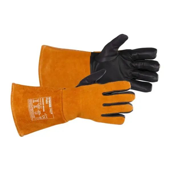 <p>Celokožené zváračské rukavice Strend Pro Industrial Fido.<strong> Dlaň je vyrobená z kozej lícovej kože</strong>.<strong> Chrbát a manžeta</strong> sú <strong>vyrobené z kozej štiepenky</strong>. <strong>Dlaň a chrbát</strong> majú <strong>fleecovú podšívku.</strong> Manžeta s bavlnenou podšívkou. Spĺňajú normu EN ISO 21420:2020 (cat II).<br /><strong>Sú určené na ochranu kože pred mechanickými rizikami</strong> podľa normy EN 388:2016+A1:2018