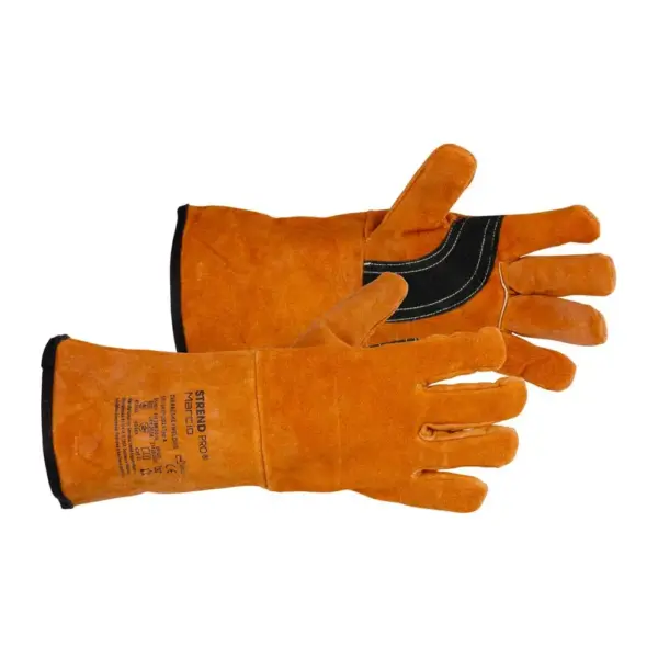 <p>Celokožené zváračské rukavice Strend Pro Industrial Marcio sú <strong>vyrobené z hovädzej štiepenky so zosilnenou dlaňou.</strong> Dlaň a chrbát majú <strong>fleecovú podšívku.</strong> Manžeta s bavlnenou podšívkou. Polyesterový lem.  Spĺňajú normu EN ISO 21420:2020 (cat II).<br /><strong>Sú určené na ochranu kože pred mechanickými rizikami</strong> podľa normy EN 388:2016+A1:2018