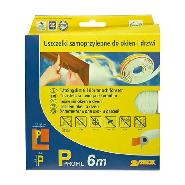 Tesnenie Stomil SD-40CX/6-0, profil E, 9x4 mm, L-6 m, na okná a dvere, biele