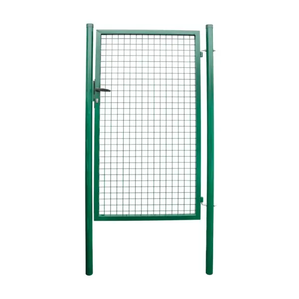<p>Záhradná jednokrídlová brána s výplňou zváranej siete s okami vo veľkosti 50 x 50 mm a hrúbkou drôtu 4 mm. Úprava je zinok + PVC. Farba zelená. Výška produktu = výška bránky od terénu po vrch krídla.</p>