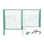Záhradná dvojkrídlová brána s výplňou zváranej siete s okami vo veľkosti 50 x 100 mm  a hrúbkou drôtu 3