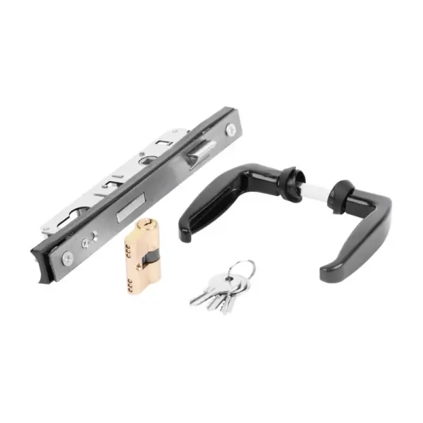 Zámok brány Strend Pro METALTEC DUO, antracit, nerezová vložka, zámok, kľúče, štít, doraz, 2x kľučka, RAL7016