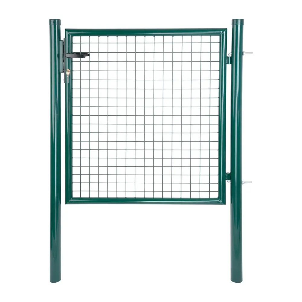Záhradná jednokrídlová brána s výplňou zváranej siete s okami vo veľkosti 50 x 50 mm a hrúbkou drôtu 4 mm. Úprava je zinok + PVC. Farba zelená. Výška produktu = výška bránky od terénu po vrch krídla.Materiál: zinok + PVCRozmery: 1000x1200 mmVeľkosť oka: 50x50 mmHrúbka drôtu: 4 mmVýplň: zváraná sieťRám z guľatých profilov ( uzavretý)