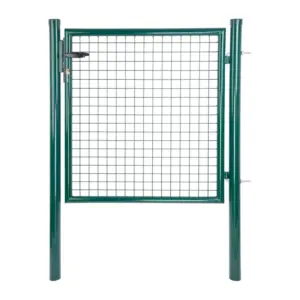 Záhradná jednokrídlová brána s výplňou zváranej siete s okami vo veľkosti 50 x 50 mm a hrúbkou drôtu 4 mm. Úprava je zinok + PVC. Farba zelená. Výška produktu = výška bránky od terénu po vrch krídla.