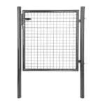 Záhradná jednokrídlová brána s výplňou zváranej siete s okami vo veľkosti 50 x 50 mm a hrúbkou drôtu 4 mm. Úprava je zinok + PVC. Farba antracit. Výška produktu = výška bránky od terénu po vrch krídla.