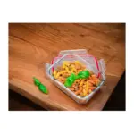 PP Farba:priehľadná Objem:1 000 ml Tepelná odolnosť:-40 až +280 °C Rozmery:20 x 15 x 6 cm - Nevhodné na použitie v rúre a na sporáku - Vhodné na použitie v mikrovlnnej rúre
