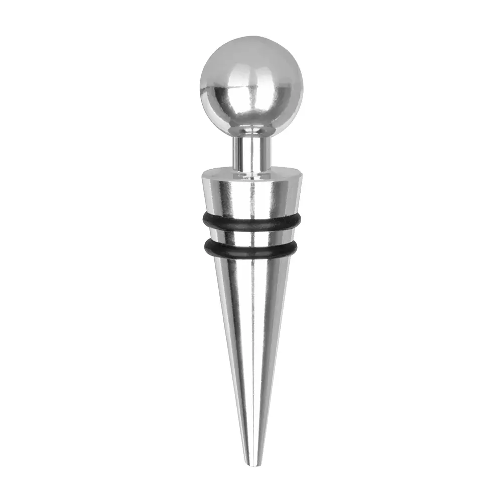 Zátka MagicHome na fľaše a víno je vyrobená zo zliatiny zinku s pochrómovaným povrchom a silikónom. Elegantný dizajn. Zátka neviaže pachy ani chute.