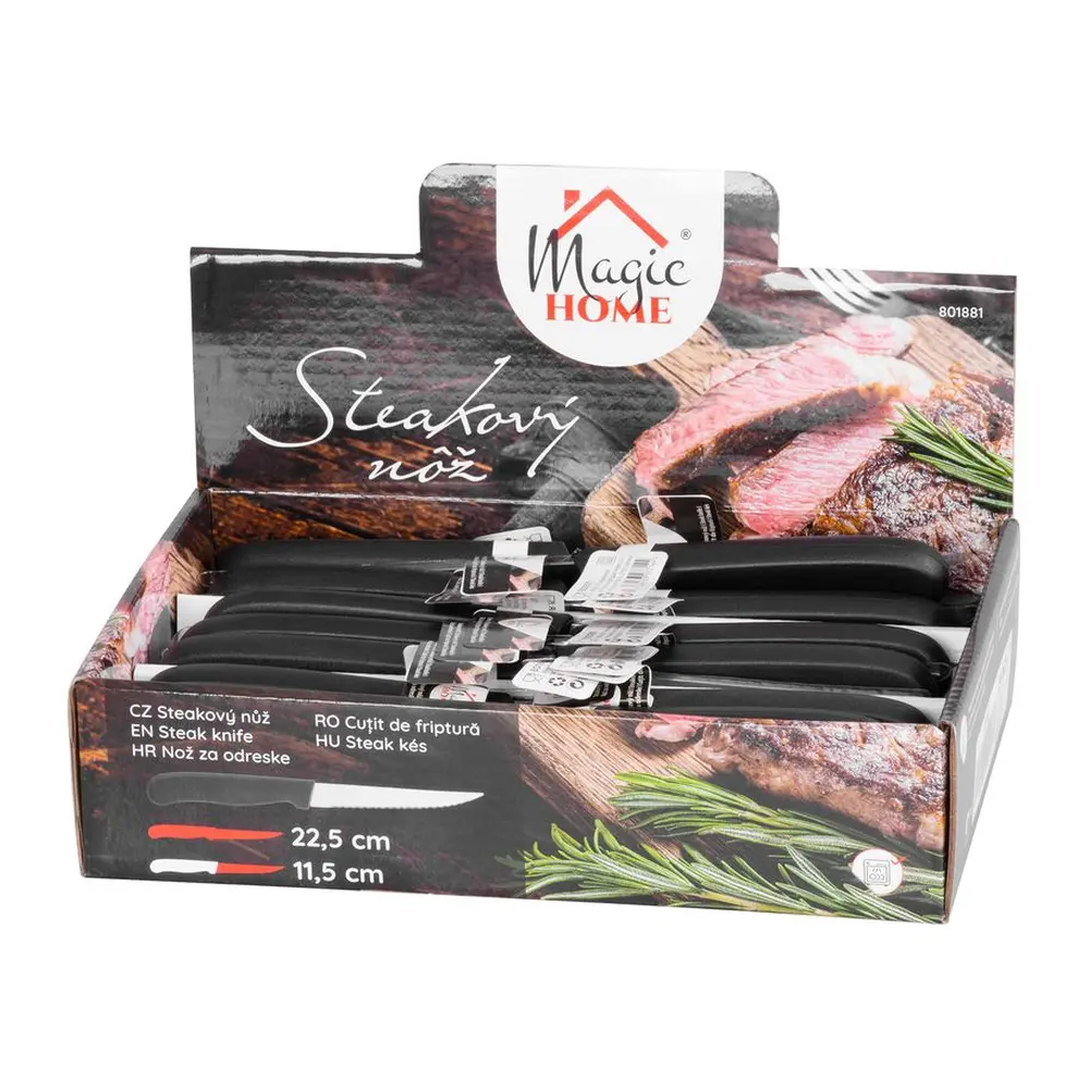 Steakový nôž MagicHome je nevyhnutnou súčasťou každej kuchyne a grilovačky. Kvalitný nôž s ostrými čepeľami uľahčí krájanie steakov bez toho