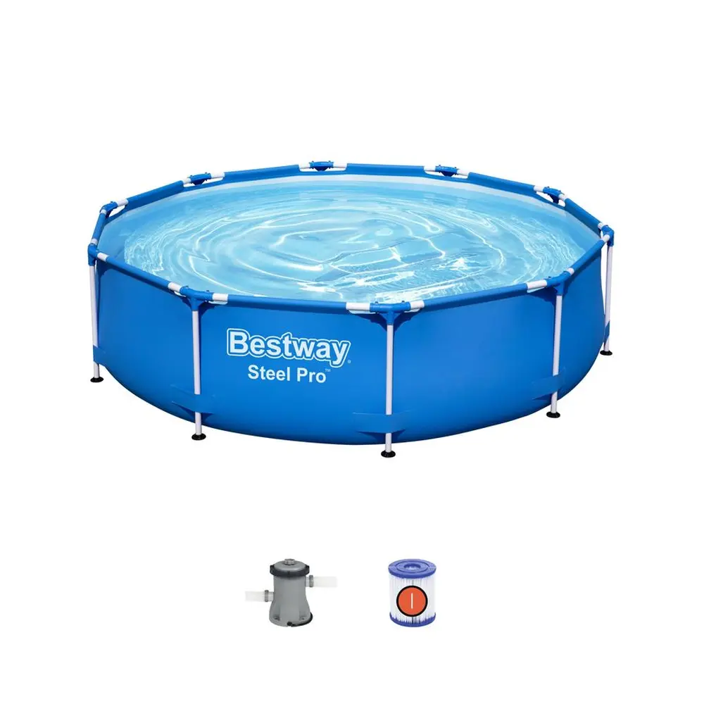 - 305 x 76 cm- Objem vody (90%) 4 678 L- Jednoduché zostavenie- Vstavaný ventil regulácia vypúšťania uľahčuje vypúšťanie pripojením ventilu záhradnej hadice- Mimoriadne pevné bočné steny tohto bazéna sú konštruované z materiálu DuraPlus™