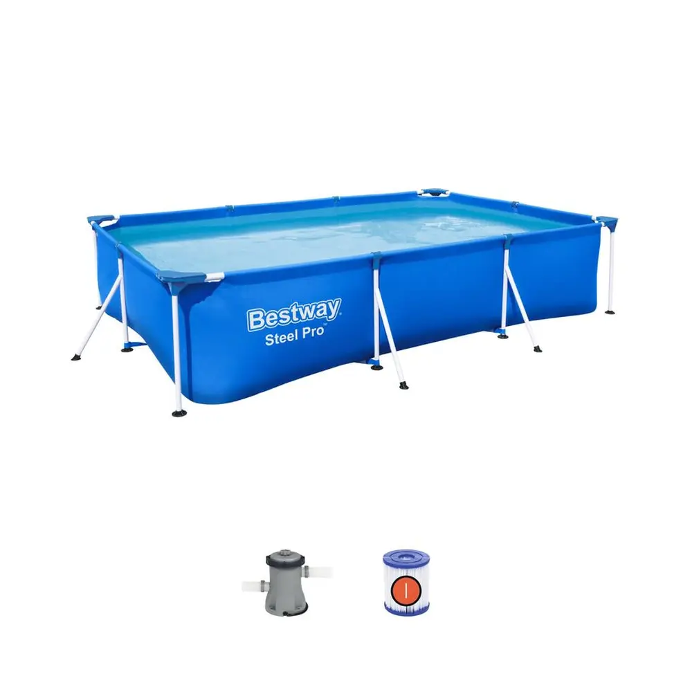 - 3.00 m x 2.01 m x 0.66 m- Objem vody (90%) 3 300 L- Jednoduché zostavenie- Vstavaný ventil regulácia vypúšťania uľahčuje vypúšťanie pripojením ventilu záhradnej hadice- Mimoriadne pevné bočné steny tohto bazéna sú konštruované z materiálu DuraPlus™
