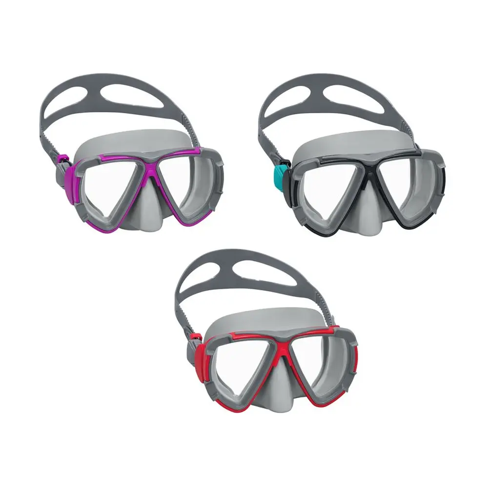 Plavecké okuliare Dominator Mask od Bestway® sú ideálnym doplnkom pre zábavu pod vodou v bazéne alebo mori. Okuliare sú určené pre dospelých a majú šošovku z tvrdeného skla so širokým výhľadom a dvojitý lem