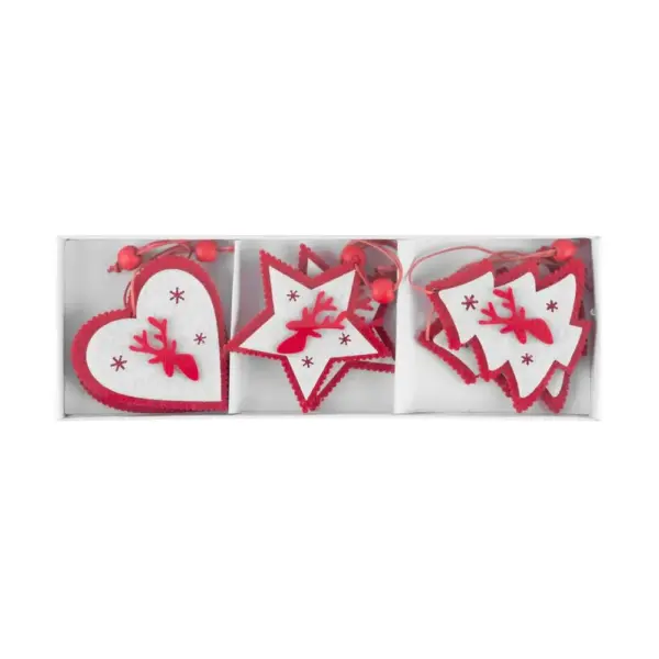 Ozdoba MagicHome Vianoce Woodeco, 3 druhy, bal. 6 ks, 7x7 cm