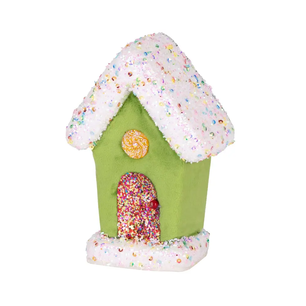 Krásna dekorácia MagicHome Candy Line závesný domček skrášli váš domov počas vianočného obdobia. Farba je zelená. Rozmer dekorácie je 11x16 cm.