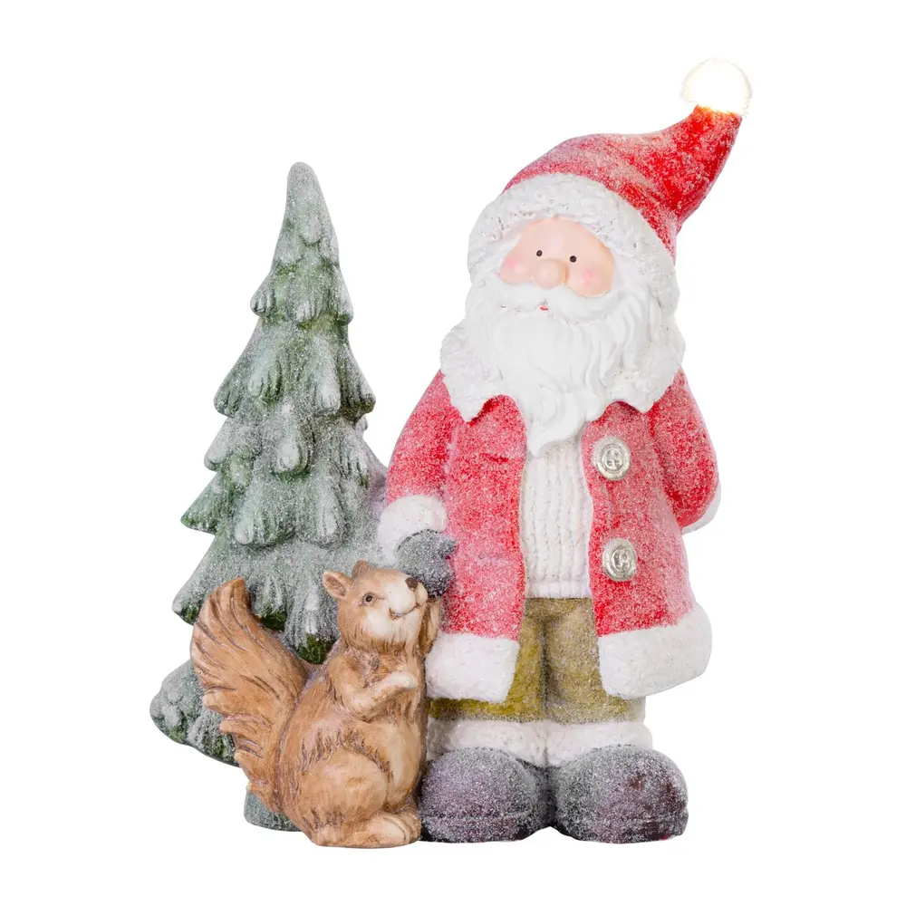 Krásna veľká dekorácia MagicHome Santa s veveričkou pri strome skrášli Váš domov počas vianočného obdobia. Dekorácia svieti
