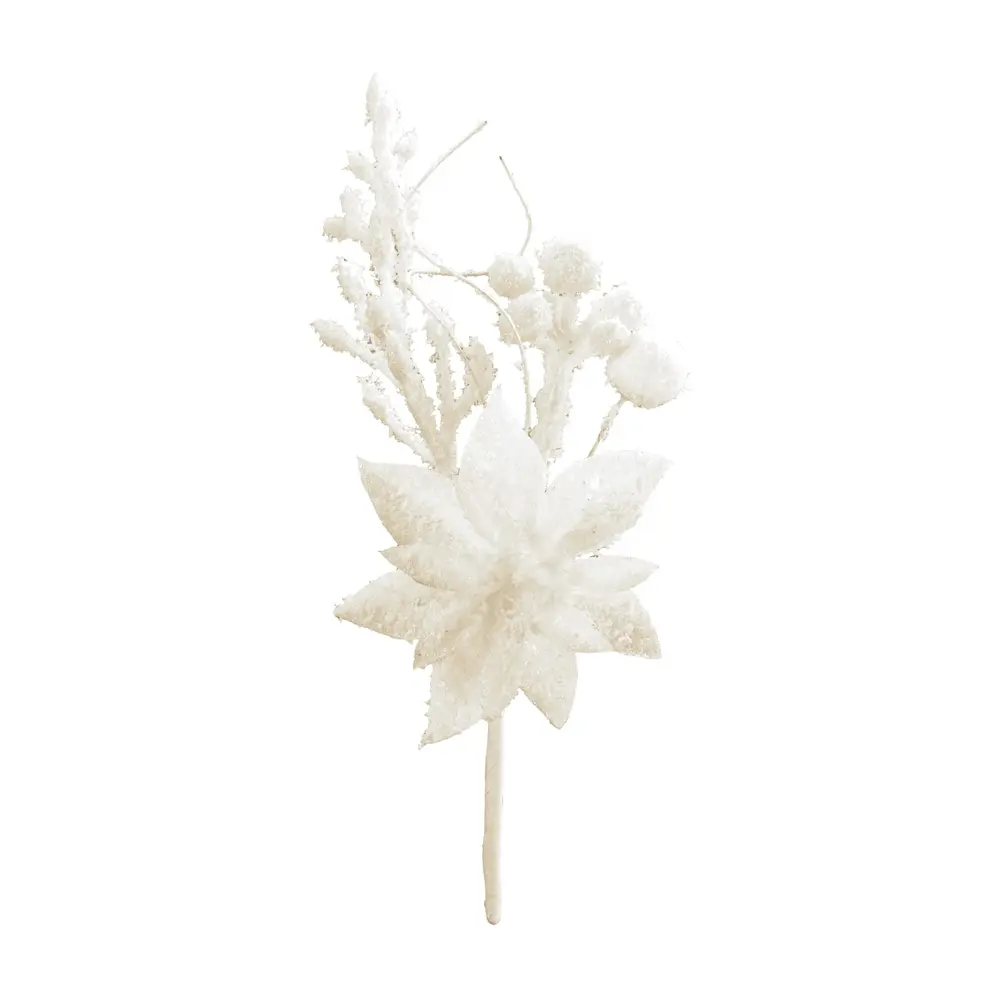 Vianočná dekorácia MagicHome vetvička s kvetom poinsettia dotvorí čarokrásnu atmosféru Vianoc vo vašom domove. Farba je biela. Výška je 19 cm. Balenie obsahuje 6 kusov.