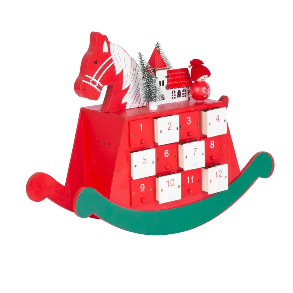 Dekorácia MagicHome drevený adventný kalendár - koník je vkusným doplnkom vášho ineteriéru počas vianočných sviatkov. Je to vianočná dekorácia s LED osvetlením. Farba LED je teplá biela a počet LED je 2. Menovité napätie reťazca je 3 V a menovitý príkon je 0