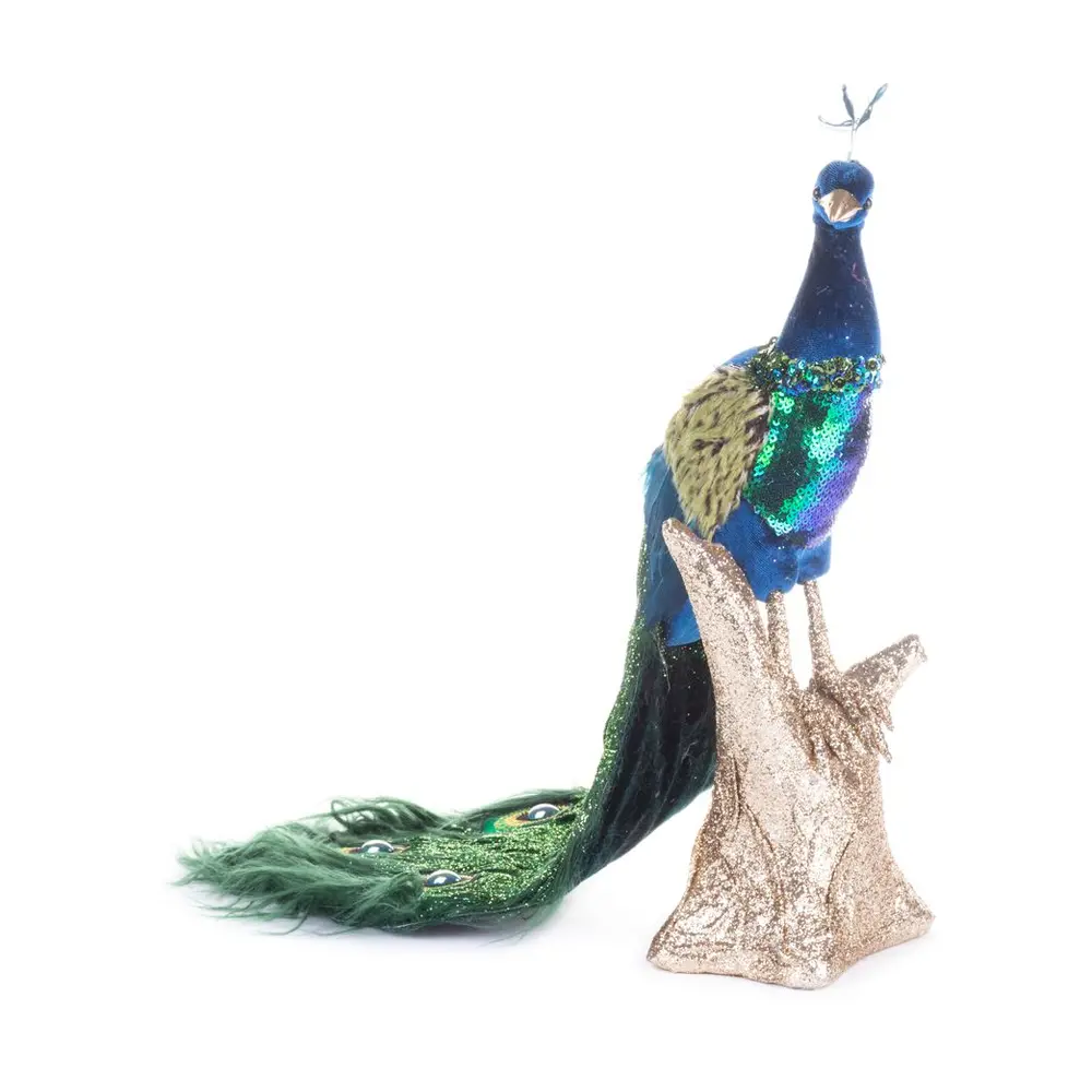 Krásna dekorácia MagicHome páperový páv skrášli váš domov. Farba je modrá. Rozmery dekorácie sú 24x12x32 cm.