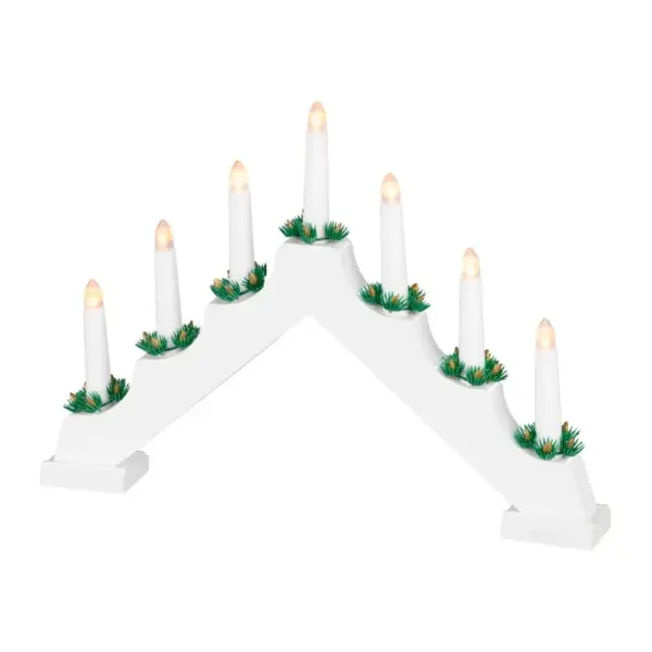 Svietnik MagicHome je vkusným doplnkom vo vašom interiéri počas vianočných sviatkov. Je to vianočná dekorácia s LED osvetlením. Farba LED je teplá biela a počet LED je 7. Menovité napätie reťazca je 3 V a menovitý príkon reťazca je 0