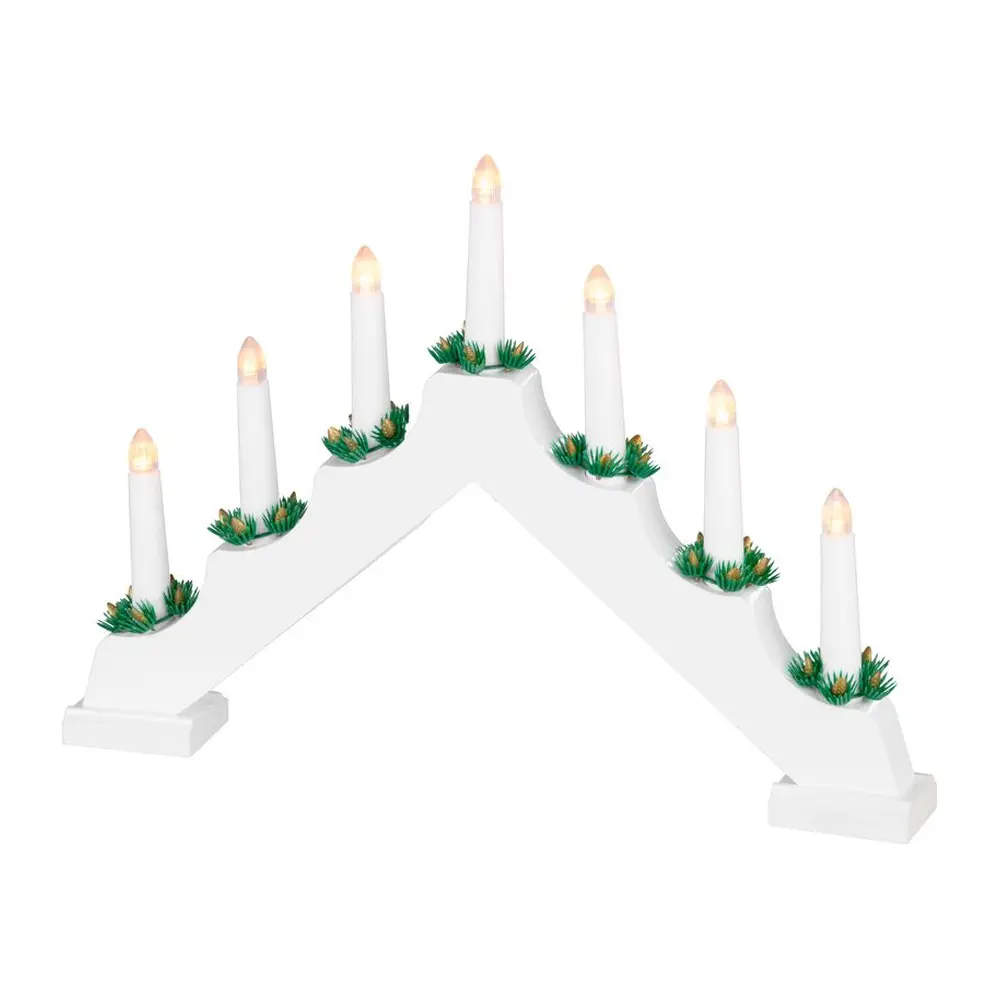 Svietnik MagicHome je vkusným doplnkom vo vašom interiéri počas vianočných sviatkov. Je to vianočná dekorácia s LED osvetlením. Farba LED je teplá biela a počet LED je 7. Menovité napätie reťazca je 3 V a menovitý príkon reťazca je 0