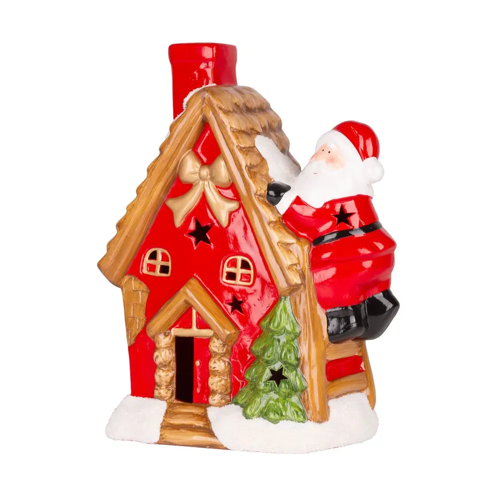 Krásna dekorácia MagicHome domček so santom na streche skrášli váš domov počas vianočného obdobia. Je to vianočná dekorácia s LED osvetlením. Farba LED je teplá biela a počet LED je 1. Disponuje funkciou jednoduchého svietenia a spínačom ON/OFF. Napájanie zabezpečujú 2 x AAA batérie