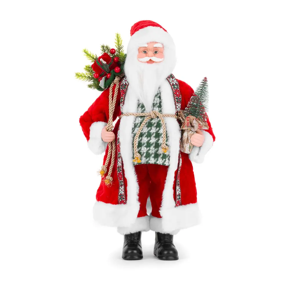 Dekorácia MagicHome Santa s taškou s darčekmi a stromčekom je vkusným doplnkom výbavy vášho interiéru počas vianočných sviatkov. Dekorácia je vyhotovená z plastu