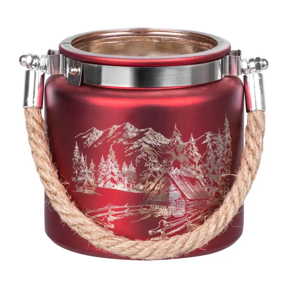 Svietnik MagicHome je krásnym doplnkom do vášho domova. Farba svietnika je červená s motívom krajinky. Rozmer svietnika je 10x10 cm a je vyrobený zo skla. Disponuje lankom slúžiacim na zavesenie svietnika.