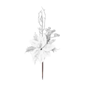 Vianočná dekorácia MagicHome vetvička s kvetom dotvorí čarokrásnu atmosféru Vianoc vo vašom domove. Farba je strieborná. Výška je 27 cm. Balenie obsahuje 6 ks.