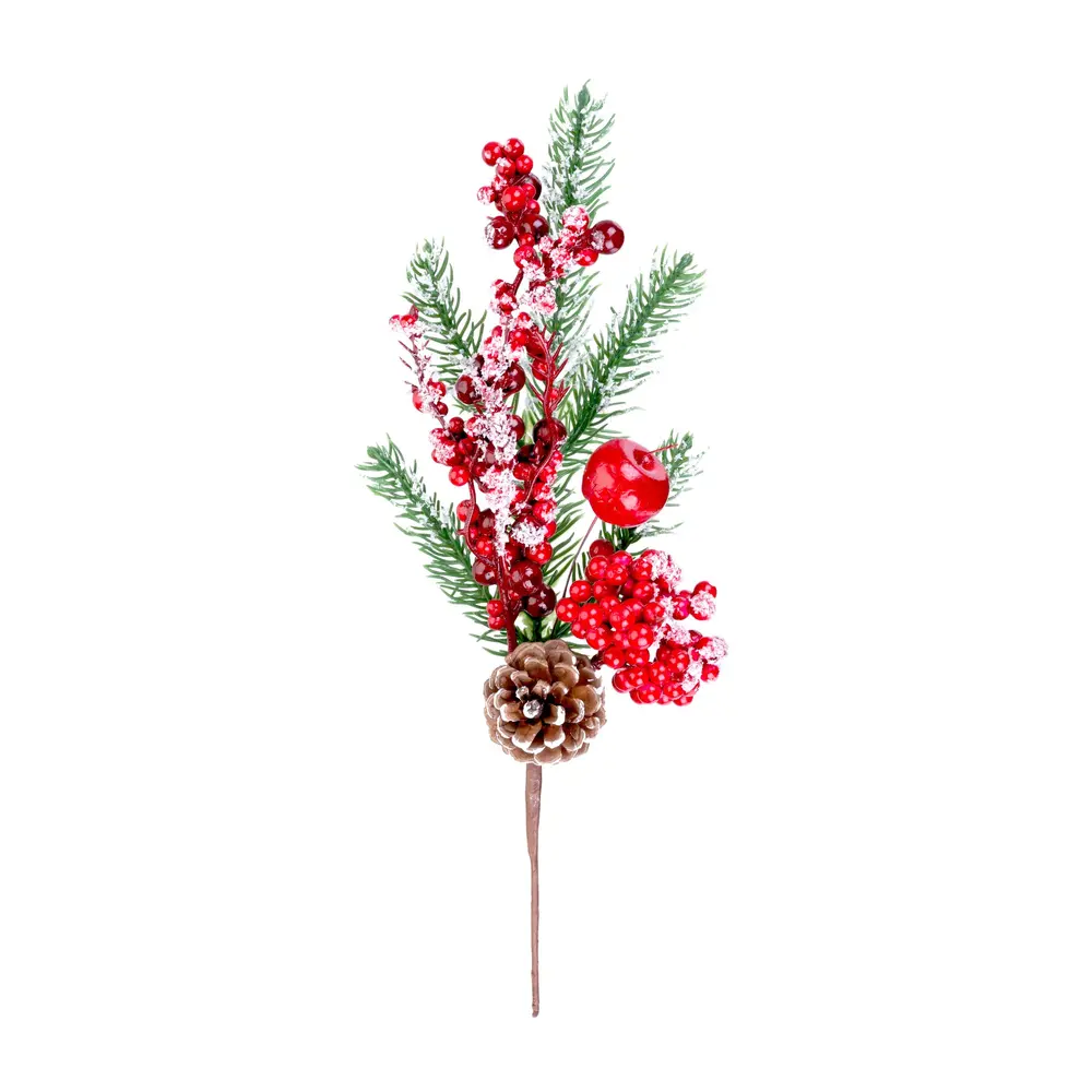 Vianočná dekorácia MagicHome zasnežená vetvička s bobuľkami a šiškou dotvorí čarokrásnu atmosféru Vianoc vo vašom domove. Farba je červená. Výška je 32 cm. Balenie obsahuje 6 ks.